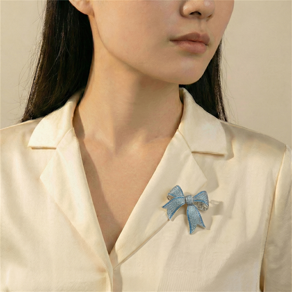 Брошь Fiore Luna Бантик Zircon XR00397B1 BL/S