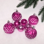Новогодние шары 6/4 см (набор 8 шт) «Яркий восторг», Розовый