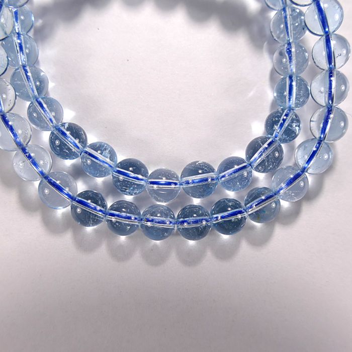 Бусина из топаза голубого термообработанного, класс А, шар гладкий 7 мм