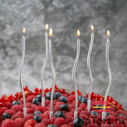 Набор свечей для торта «Волна» (серебряный металлик, 15 см) 6 шт