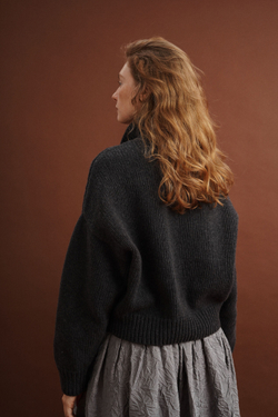 Кардиган на пуговицах с отложным воротником из мериноса графитового цвета