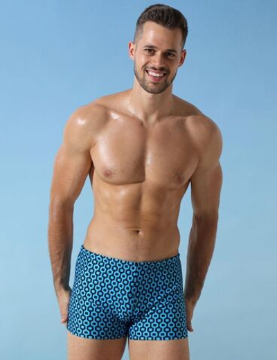 Мужские пляжные боксеры +size с геометрическим принтом (Размер: XXXL) (Цвет: черный)