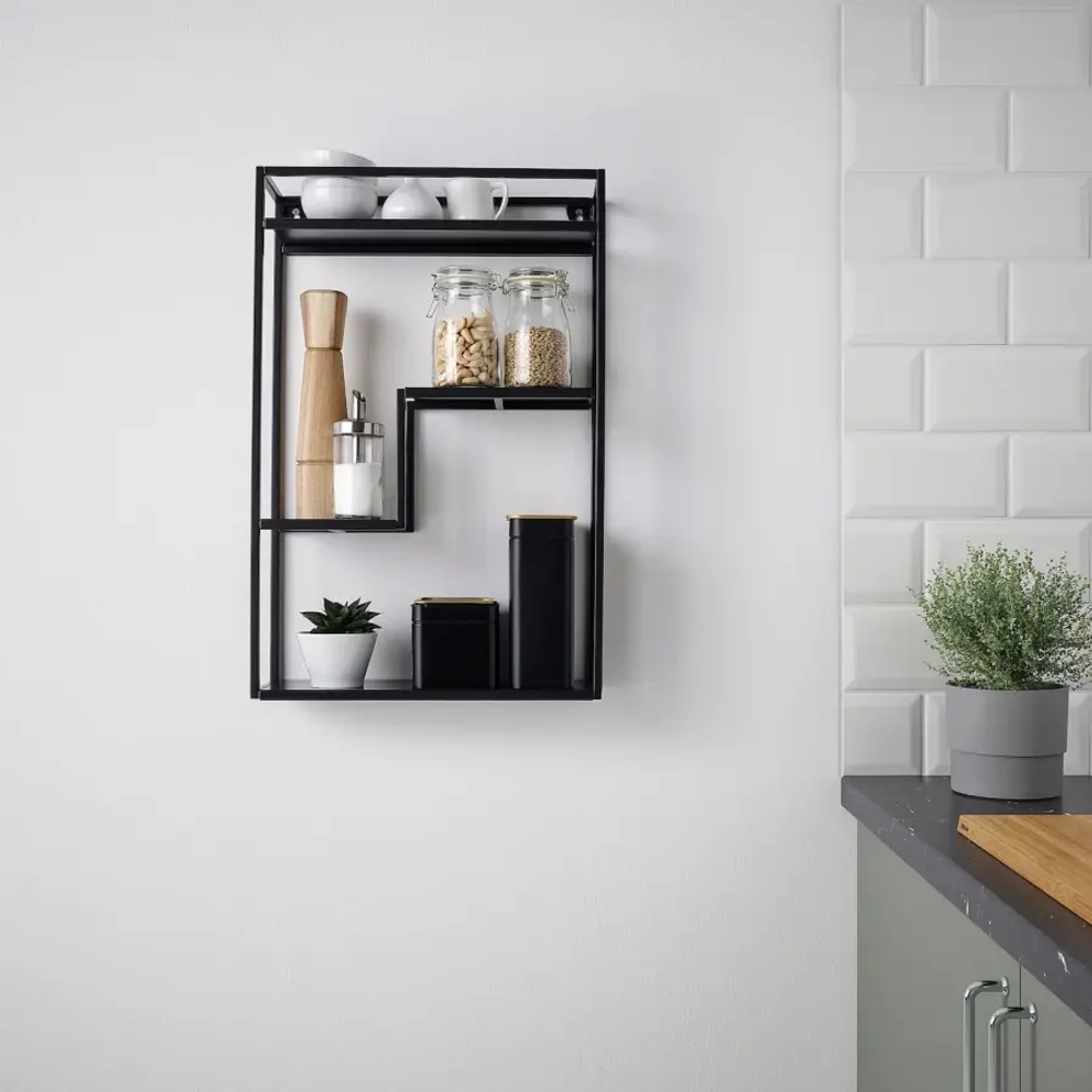 Настенная полка - LINDÅSEN IKEA/ ЛИНДОСЕН ИКЕА, 40х60х13 см, черный
