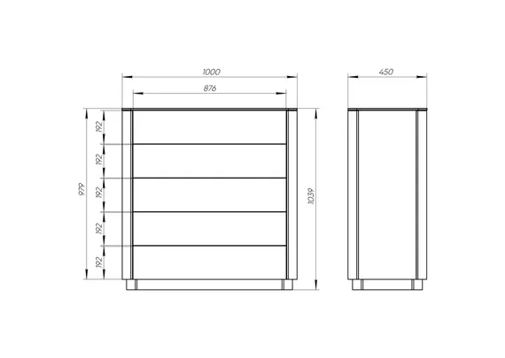 Комод Tammi 5 ящиков ширина 100 см (молочный)