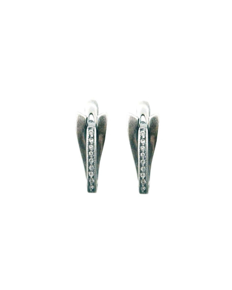 "Гамма" серьги в серебряном покрытии из коллекции "Black & White" от Jenavi с английским замком