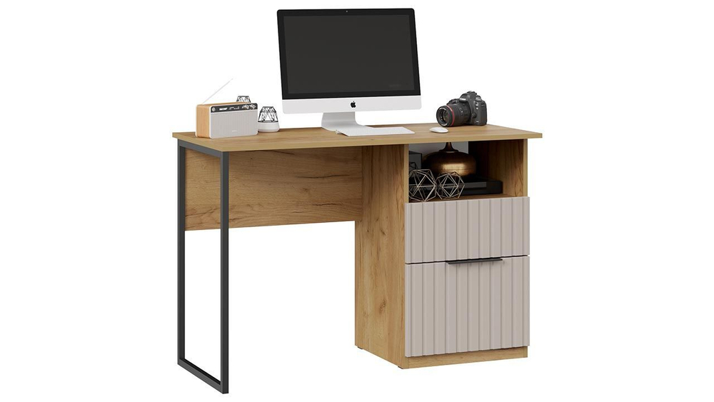 Стол письменный с ящиками Дуб Крафт золотой/Мокко матовый 110,2х50,3х75 см