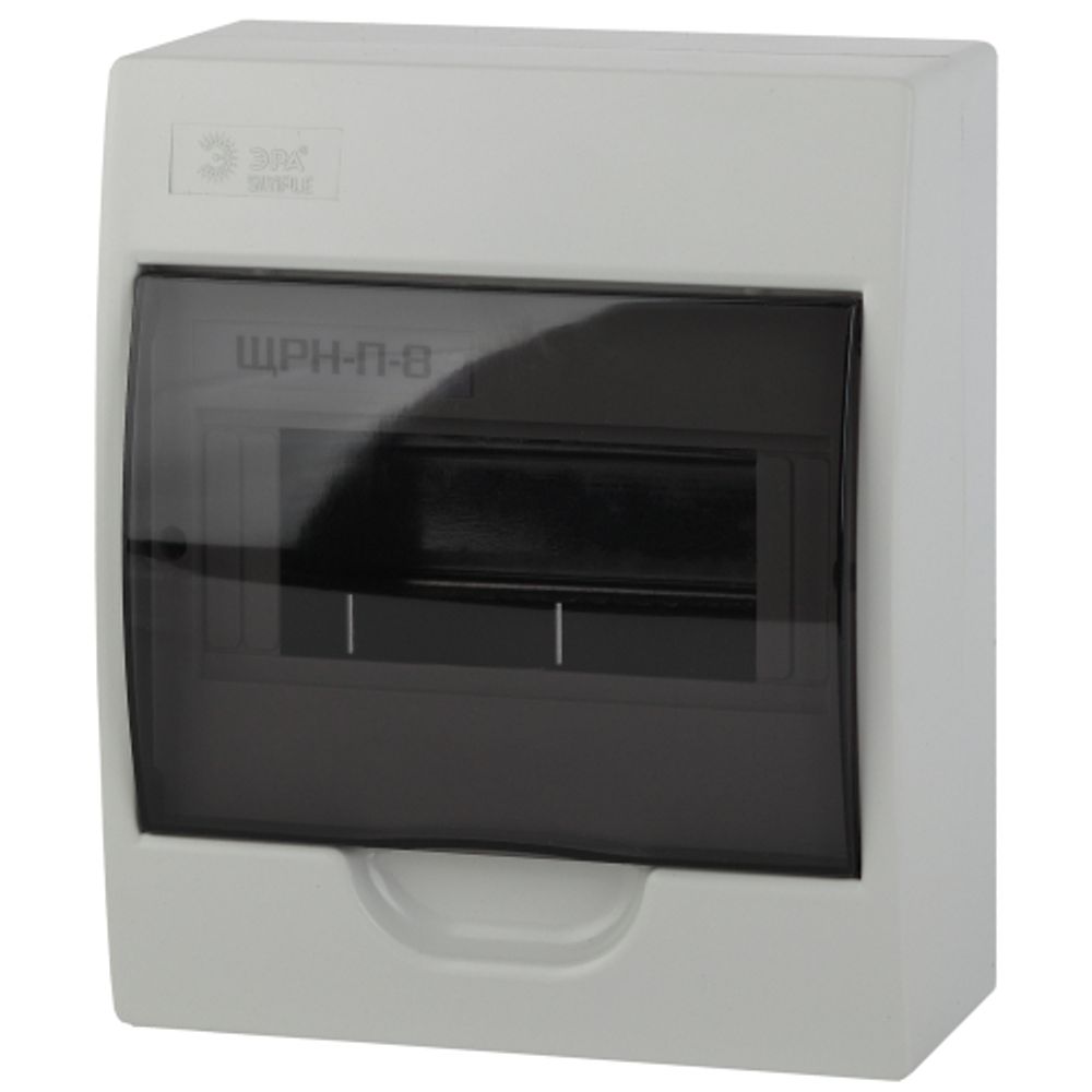 Корпус пластиковый навесной ЭРА SIMPLE ЩРН-П-08 IP41 без шин прозрачная крышка белый | Корпуса пластиковые