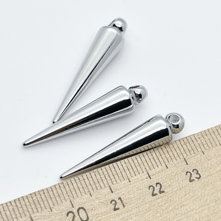 Подвеска Шип большой, цвет серебро (родий), размер 35*7,5 мм, цена за 1 шт