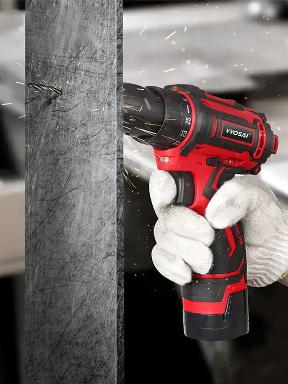 Дрель-шуруповерт аккумуляторная VVOSAI WS-3016-A2, 16В 36Нм, 2xLi-ion, ЗУ