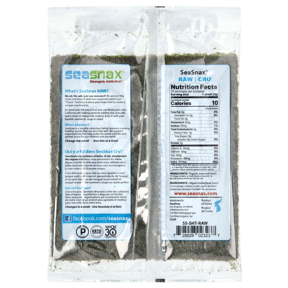SeaSnax, Органические водоросли, 28 г (1 унция)