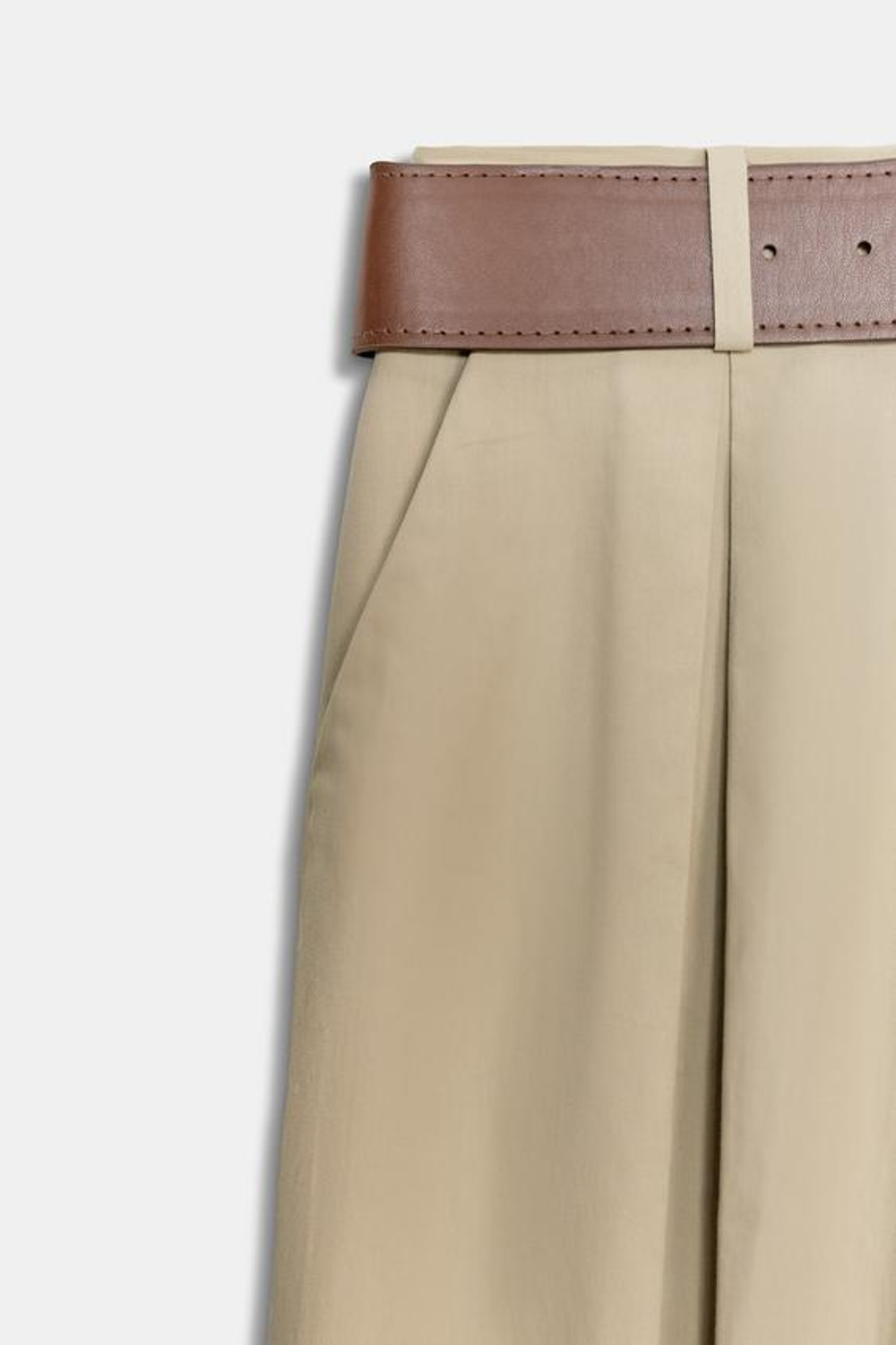 ZARA БРЮКИ-КЮЛОТЫ С РЕМНЕМ, МЯГКИЙ КАШТАНОВЫЙ