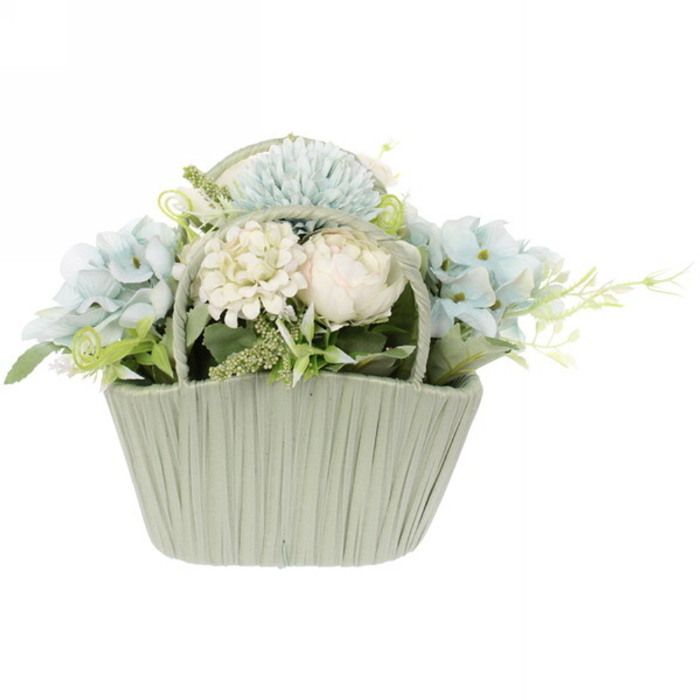 Цветы искусственные в корзине мятная