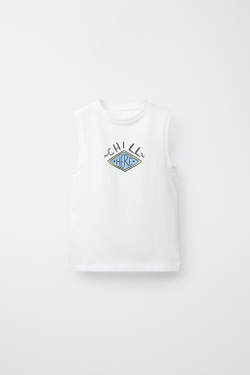 ZARA МАЙКА С ПРИНТОМ, БЕЛЫЙ