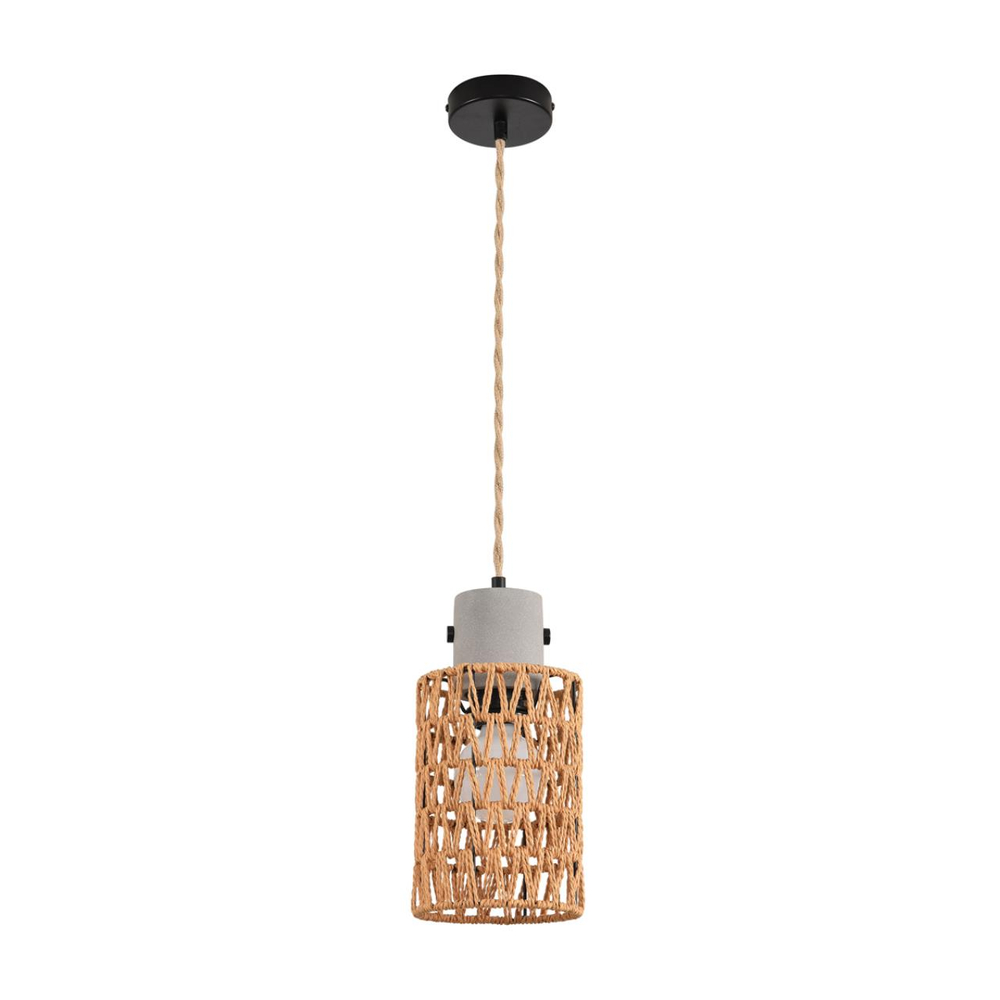 8366/1A ECO LN26 327 черный/серый/бежевый, бетон/металл/джутовый шнур Подвес E27 LED 10W 220V BOHO