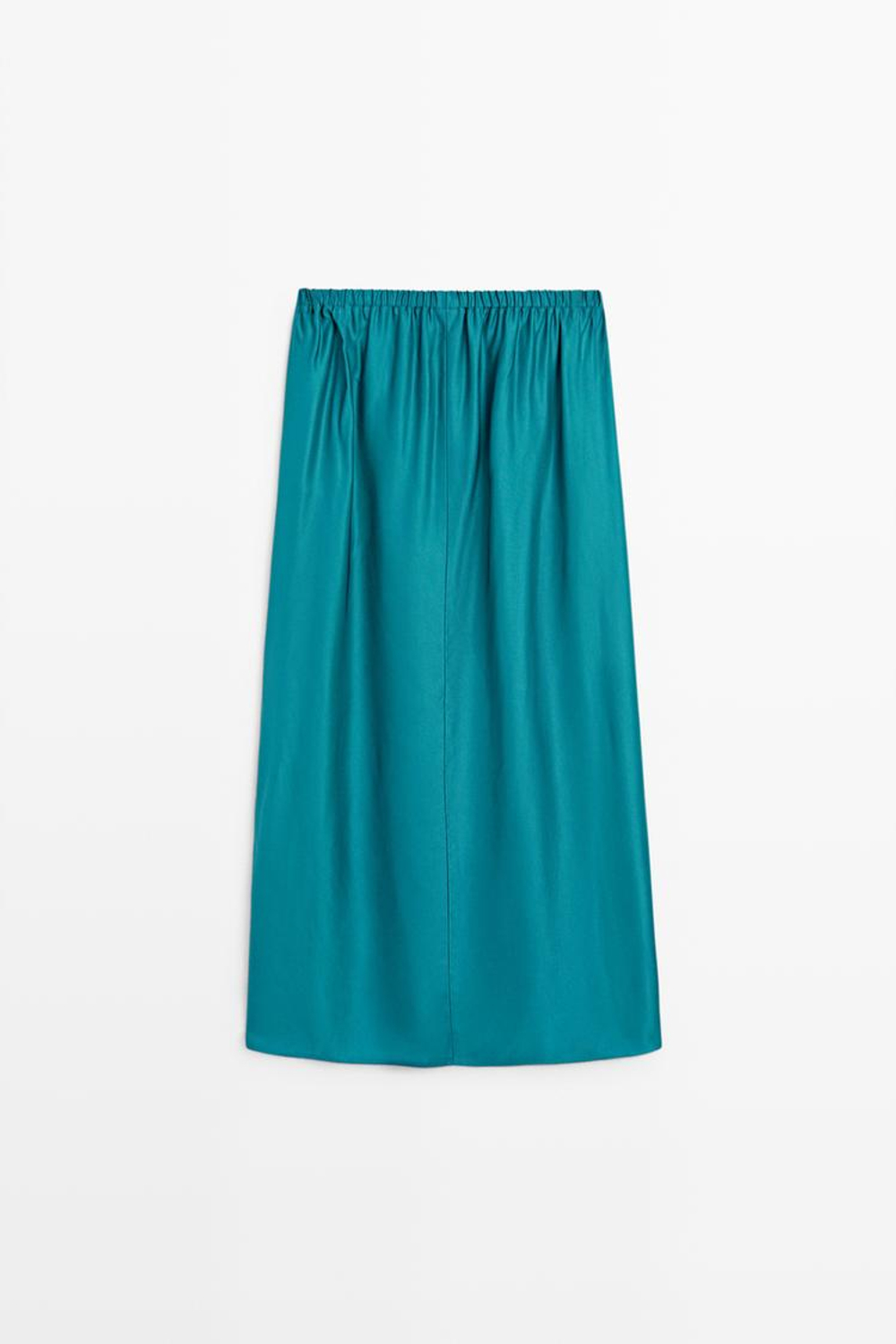 Massimo Dutti Атласная юбка миди с карманами, синий