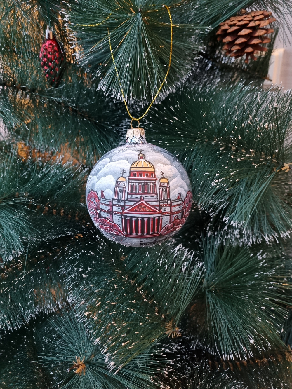 Шар стеклянный "Исакиевский собор",  ручная роспись