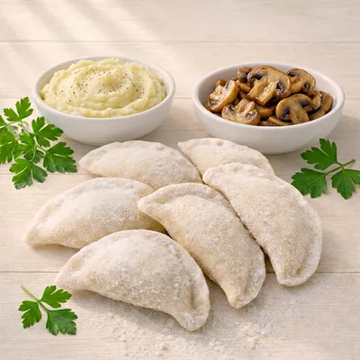 Фотография Вареники пост картофель с грибами / 500 гр купить в магазине Афлора