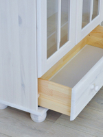 Шкаф витрина Бритта трехдверный белый, с полками, из массива сосны, 186х113х32