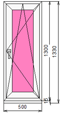 Пластиковое окно 1300 х 500 ТермА Эко с поворотно-откидной створкой