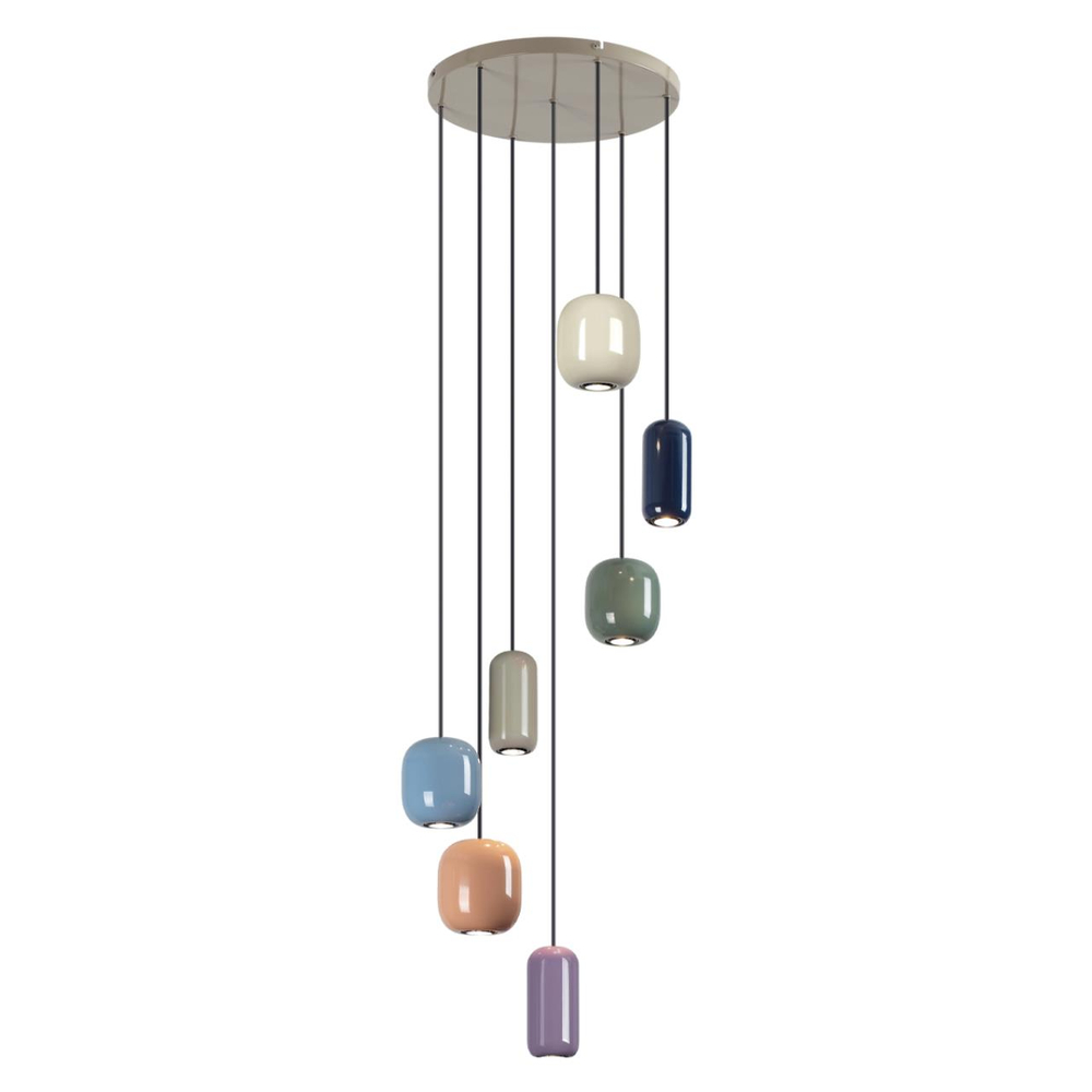 5053/7 PENDANT ODL24 000 цвет слонов.кости/мультиколор/металл Подвес GU10 LED 7*4W OVALI