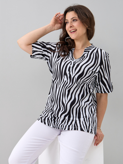 Блузка БЛ-122/белый-крупнаязебра