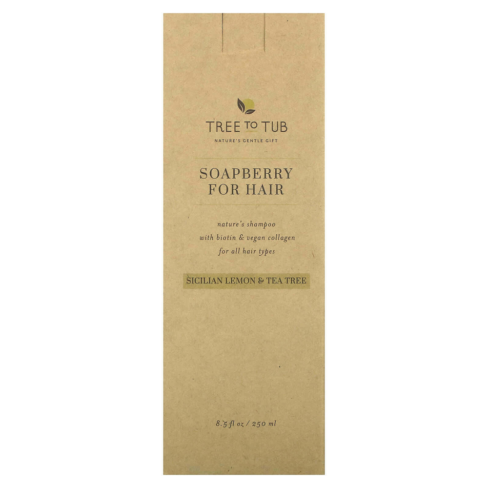 Tree To Tub, Soapberry For Hair Shampoo, для всех типов волос, сицилийский лимон и чайное дерево, 250 мл (8,5 жидк. унц.)