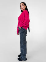 Толстовка LJHY 8315 однотонная со сборкой и сердечками на рукавах