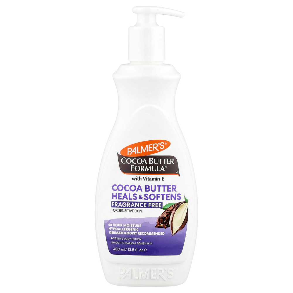 Palmer's, Cocoa Butter Formula® с витамином Е, интенсивный лосьон для тела, для чувствительной кожи, без отдушки, 400 мл (13,5 жидк. унции)