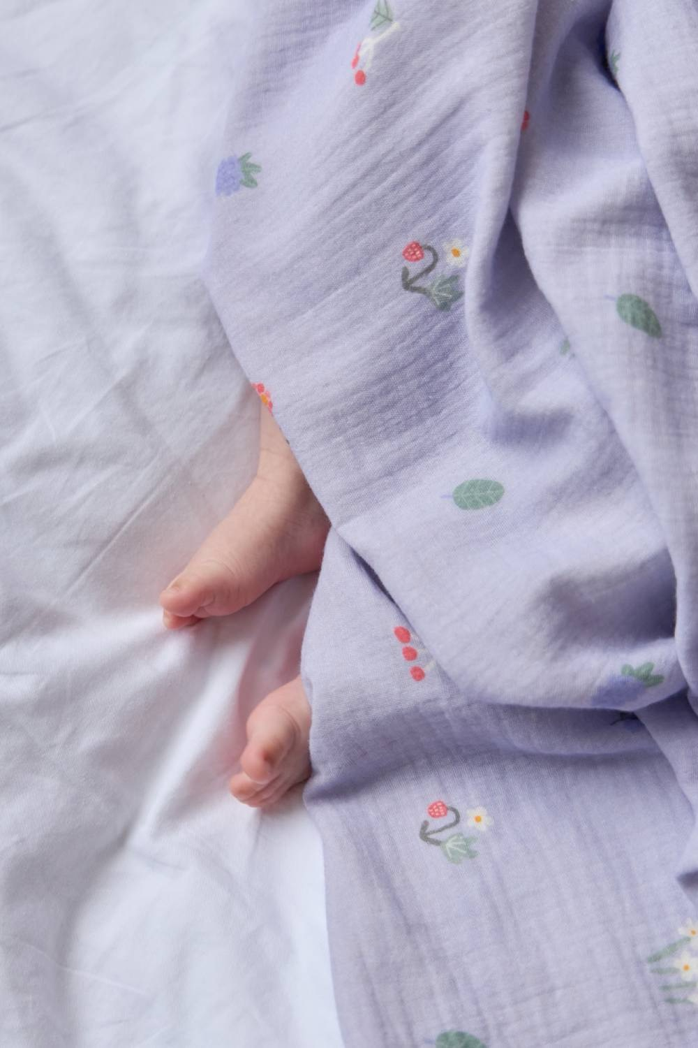 Пелёнки муслиновые BUBA KIDS, 2 шт., Таежные ягоды/ сливочный, 75х115