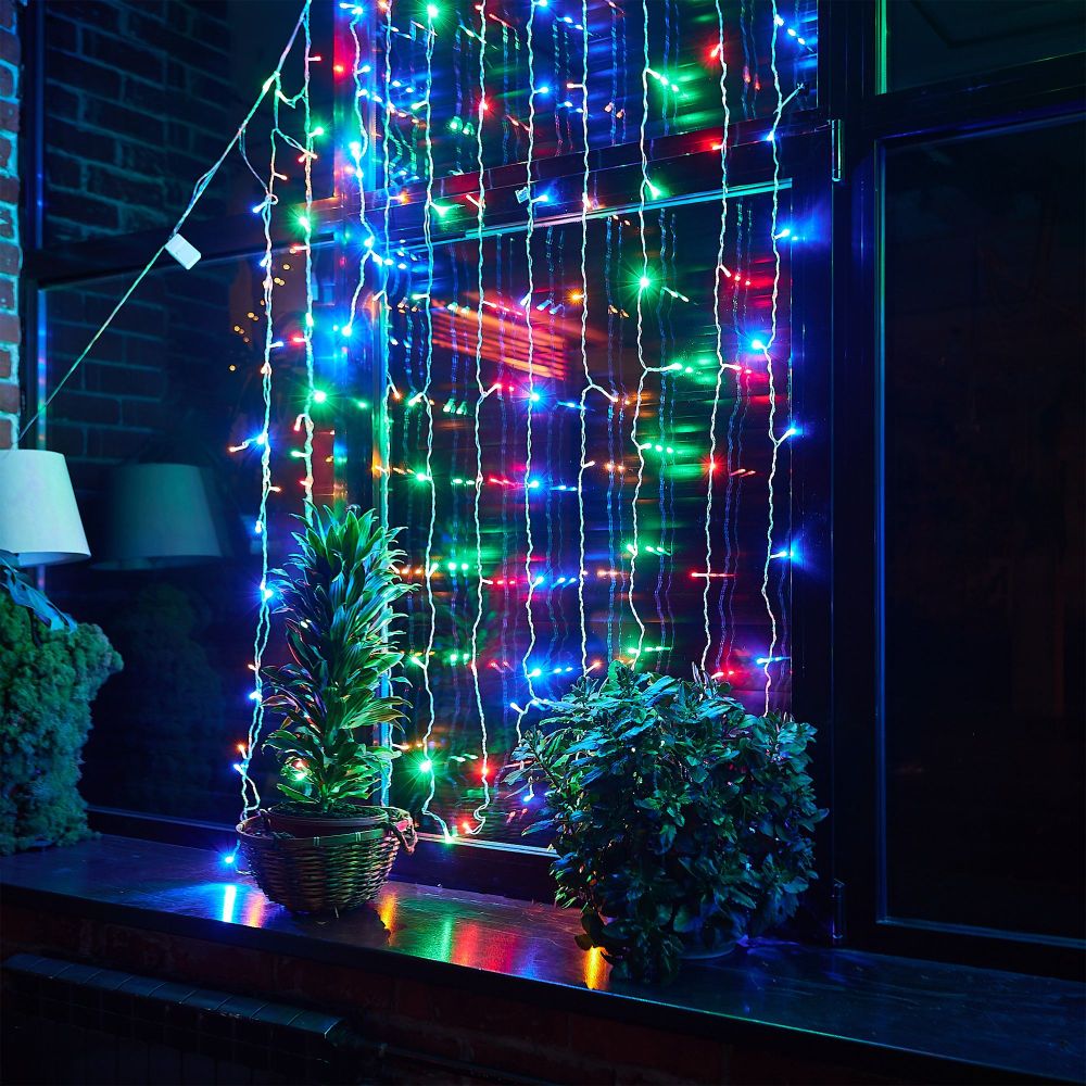 ULD-C2030-240-DTA MULTI IP20 Занавес светодиодный с контроллером. 3х2м. 240 светодиодов. Разноцветный свет. Провод прозрачный. TM Uniel.