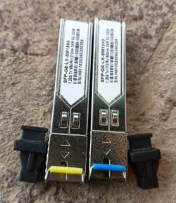 Трансиверы (пара) WDM SFP, одноволоконные, SC, 1,25Gb/s, 1550/1310нм, SM, 3км, DDM