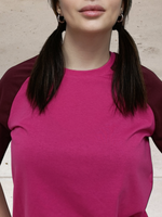 23072 Комплект женский (брюки-палаццо+футболка) кулирка бордо/малиновый (54)