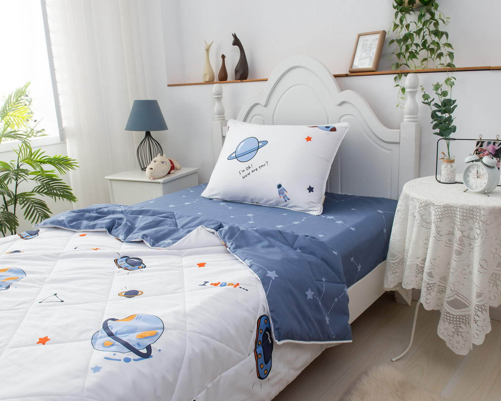 Детское постельное белье 1.5 спальное Sofi De MarkO Космос белое