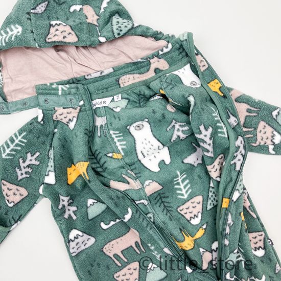 Комбинезон флисовый "Звери в лесу" хаки