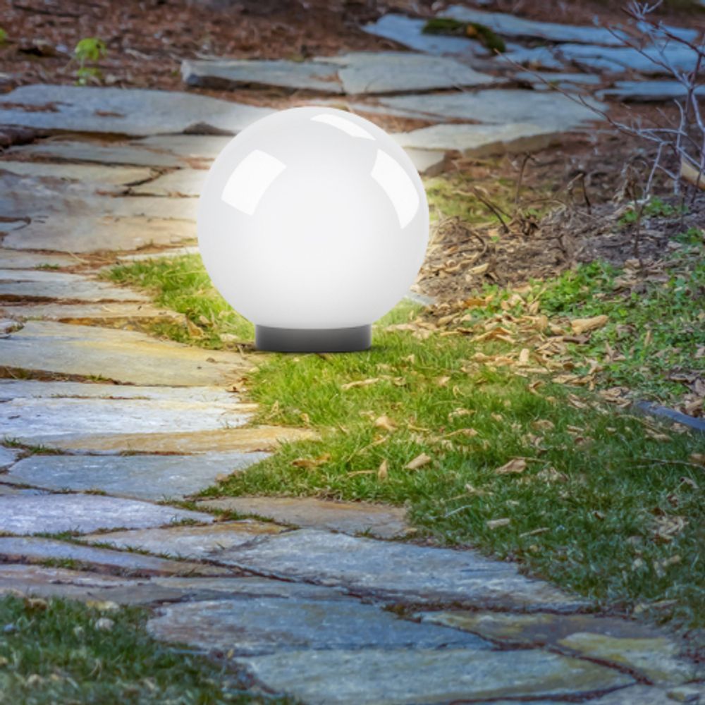 Садово-парковый светильник ЭРА НТУ 01-60-201 шар опаловый на опору / кронштейн IP44 Е27 max60Вт d200mm | Садово-парковые светильники