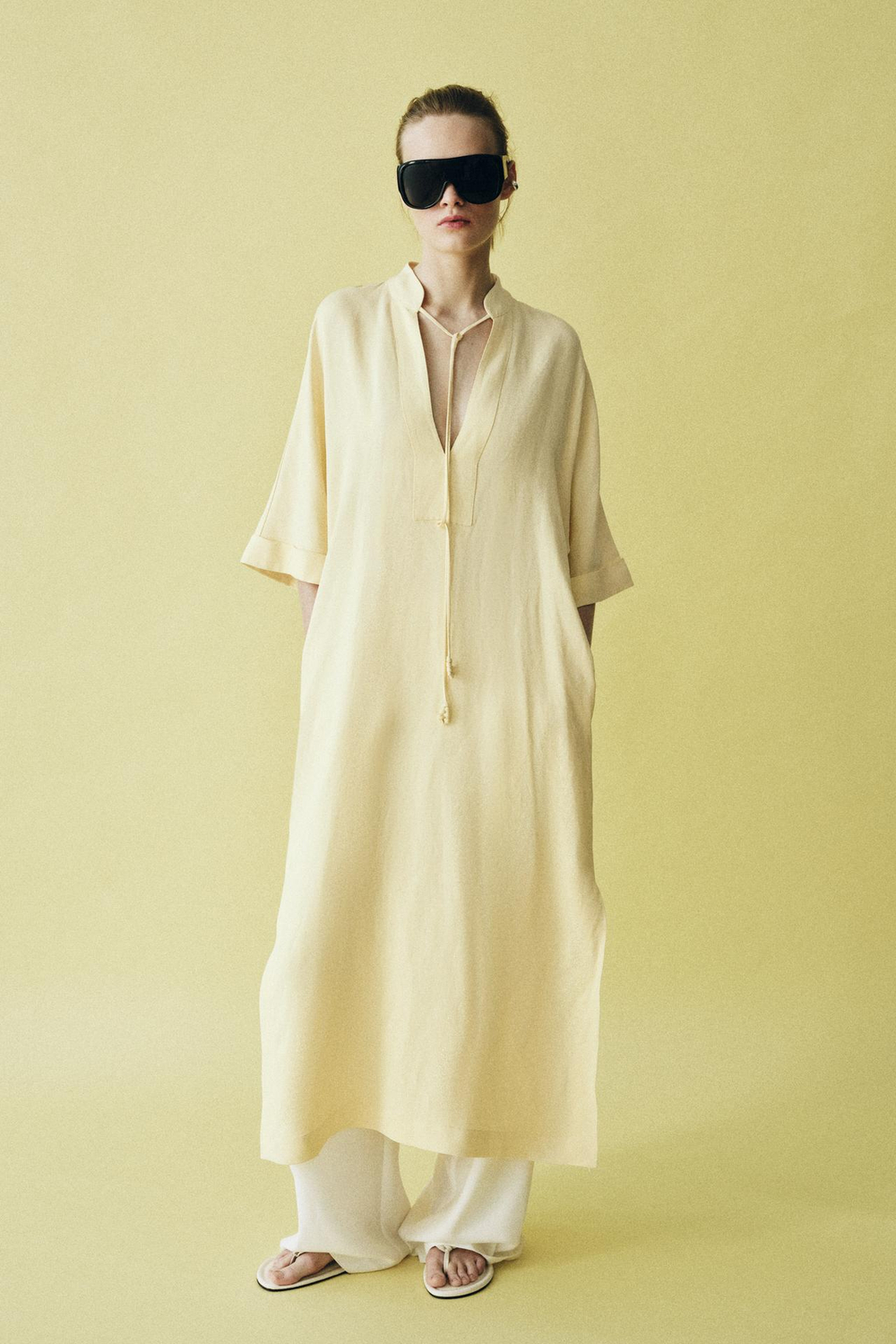 ZARA ПЛАТЬЕ МИДИ — ZW COLLECTION, ЖЕЛТЫЙ