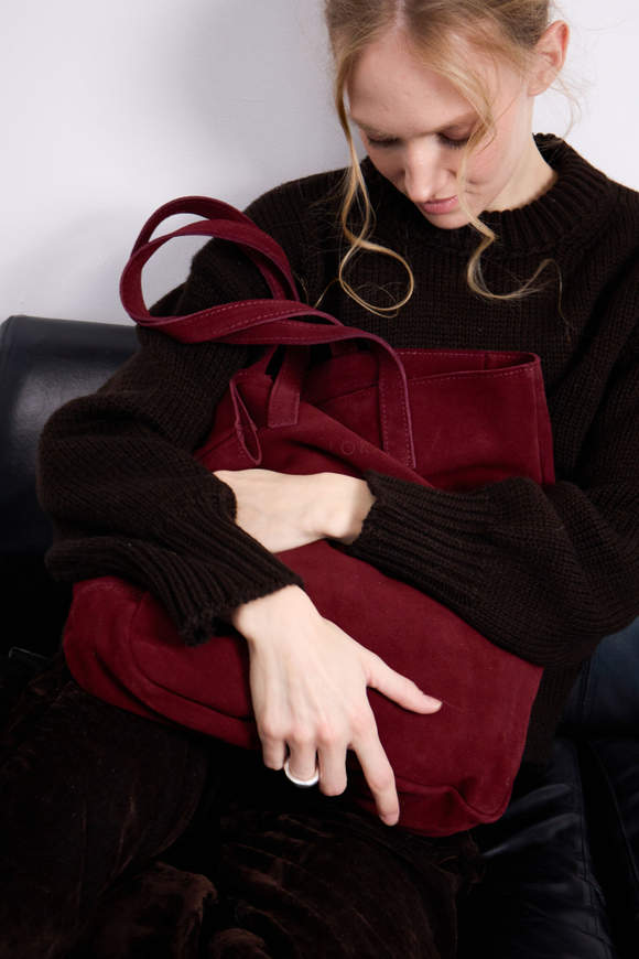 сумка шоппер винный замша