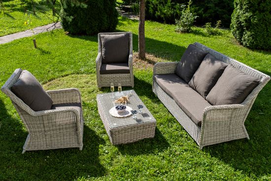 "Гляссе" лаунж-зона из искусственного ротанга, цвет бежевый