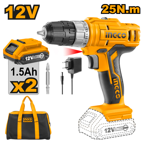 Аккумуляторный шуруповерт 12В, комп: 1акб, з/у, сумка