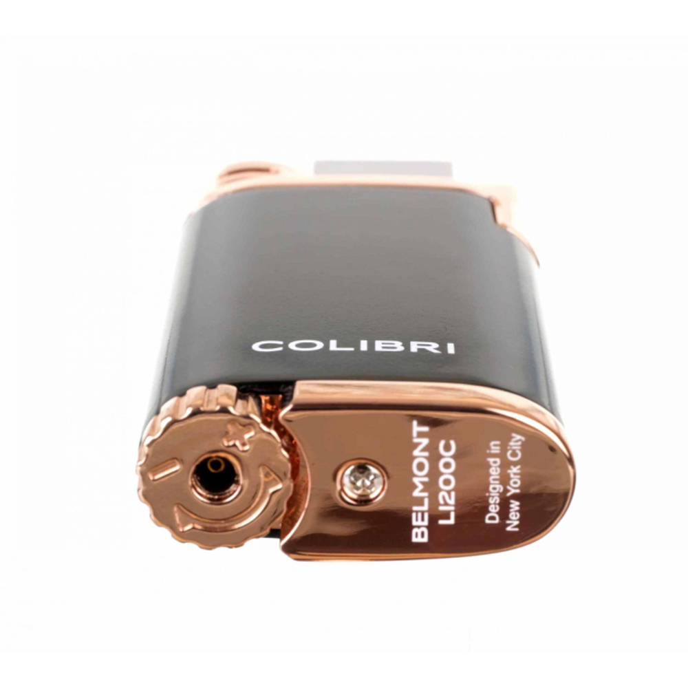 Зажигалка сигарная Colibri Belmont черная, розовое золото LI200C12