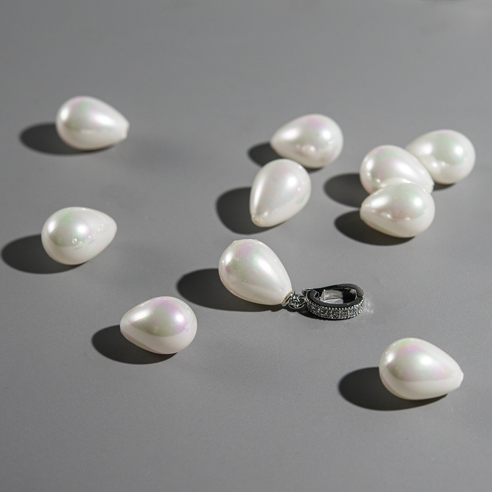 Хрустальный жемчуг, оттенок "Белый", полупросверленная капля, 13,4*9,6мм