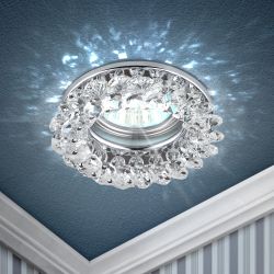 Светильник встраиваемый декоративный ЭРА DK16 CH/WH под лампу MR16 GU5.3 декор с хрусталиками прозрачный/хром