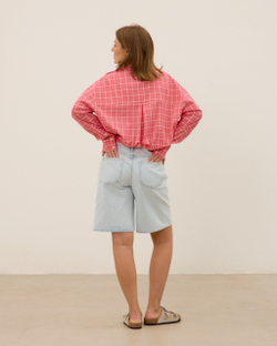 Рубашка из вареного хлопка, розовая