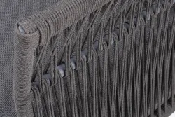 "Лугано" кресло плетеное из роупа, каркас алюминий темно-серый (RAL7024) муар, роуп темно-серый круглый, ткань темно-серая YB25-0027