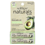 Softlips, Naturals, бальзам для губ с маслом авокадо, мед и мята, 2 стика по 4,2 г (0,15 унции)