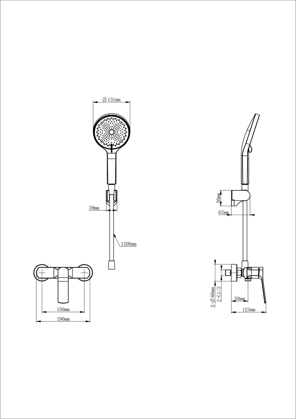 Смеситель для душа WONZON & WOGHAND, Черный матовый (WW-B2585-MB)