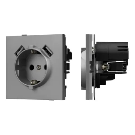 Механизм розетки с USB зарядкой SCT-TENDO-MUAA-PL-GR (230V, 16A) (Arlight, -) 054084