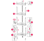 Этажерка треугольная (4 секции) 335x335x180 полки с бортиками М2707