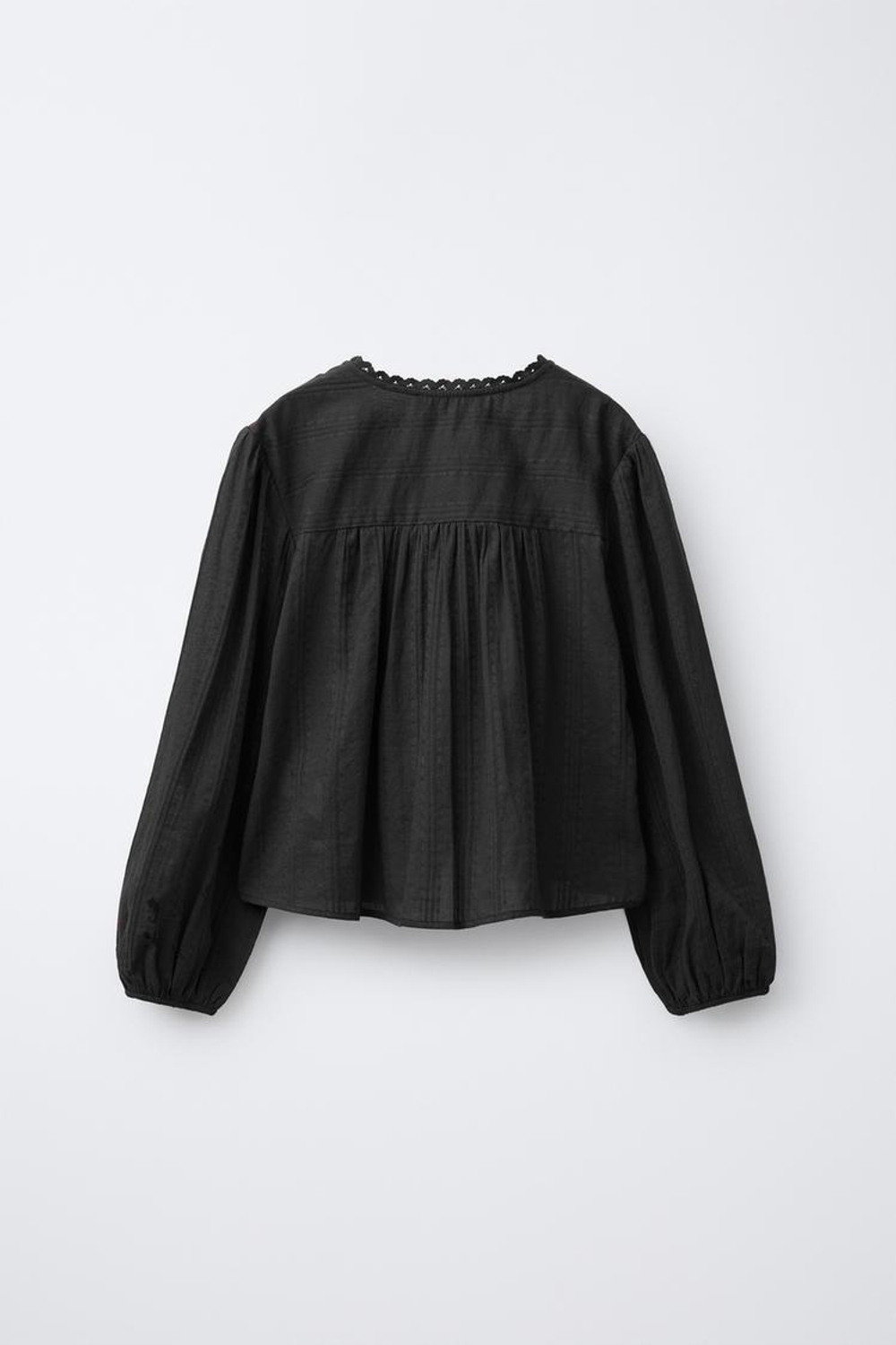 ZARA РУБАШКА В РОМАНТИЧЕСКОМ СТИЛЕ ИЗ РЕЛЬЕФНОЙ ТКАНИ, ЧЕРНЫЙ