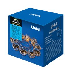ULD-S1800-010-STB-3AA WARM WHITE IP20 DISCOBALLS Гирлянда светодиодная Диско. на батарейках 3AA не в-к. 1.8м. 10 светодиодов. Теплый белый свет. Провод прозрачный. TM Uniel